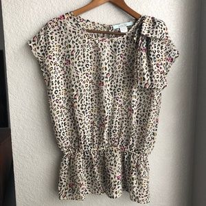Karlie Leopard Bow Shoulder Top